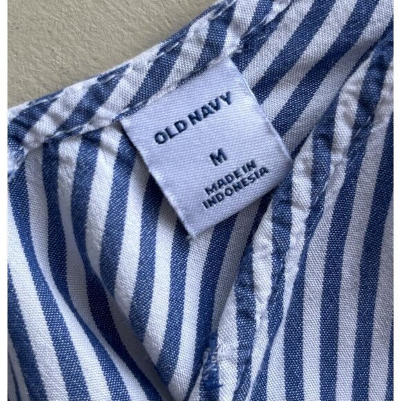 Old Navy M Seersucker Striped Tank Top Blue & White - Picture 4 of 5